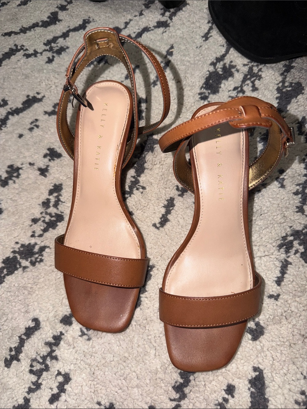 Kelly & Katie Brown Leather Ankle-Strap Sandals